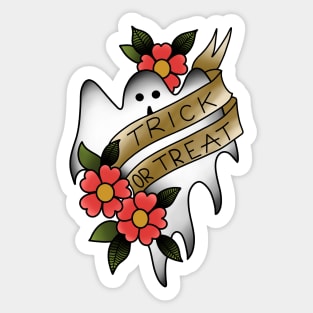 Halloween - Trick or Treat - Ghost - Traditional Tattoo Sticker